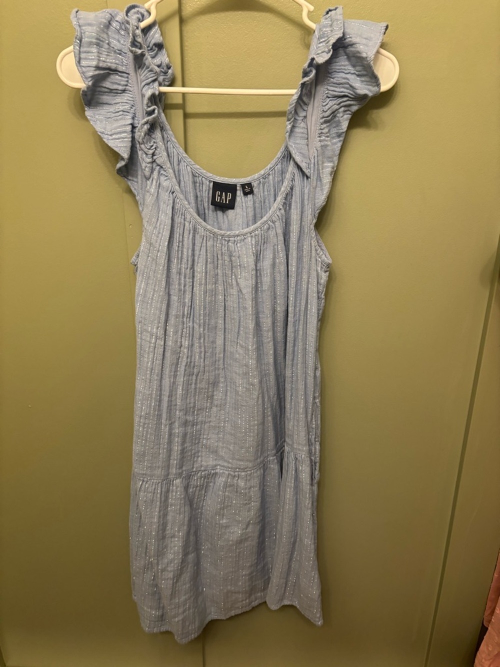 GAP Light Blue Ruffled-Sleeve Mini Dress
